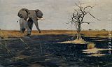 Wilhelm Velten Paintings - The Lone Elephant by Wilhelm Kuhnert